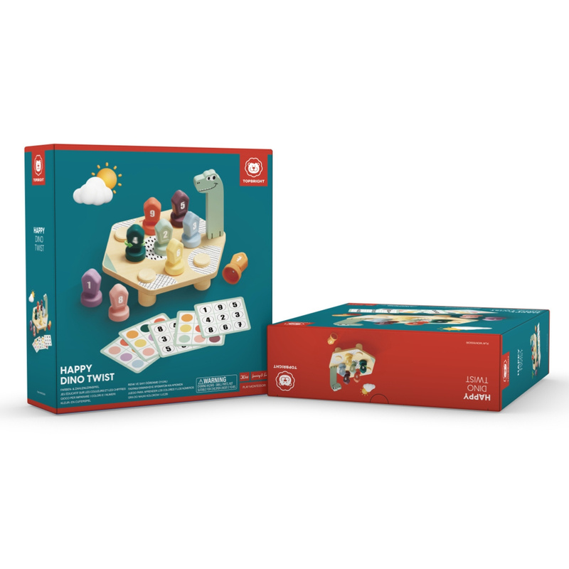 Topbright Gra do nauki kolorów i liczb | Zabawka edukacyjna Happy Dino Twist 36m+