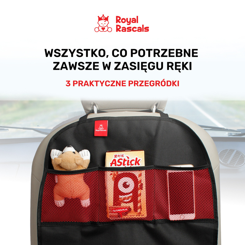 Mata ochronna do samochodu z organizerem, zestaw 2 szt., czarny, Royal Rascals OUTLET