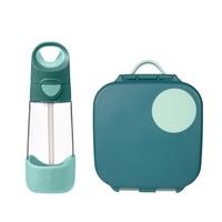 Zestaw Mini Lunchbox + Butelka tritanowa ze słomką 450 ml, Emerald Forest, b.box