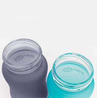 Szklana butelka ze smoczkiem M reagująca na temperaturę, 240 ml, borówkowa, Everyday Baby OUTLET