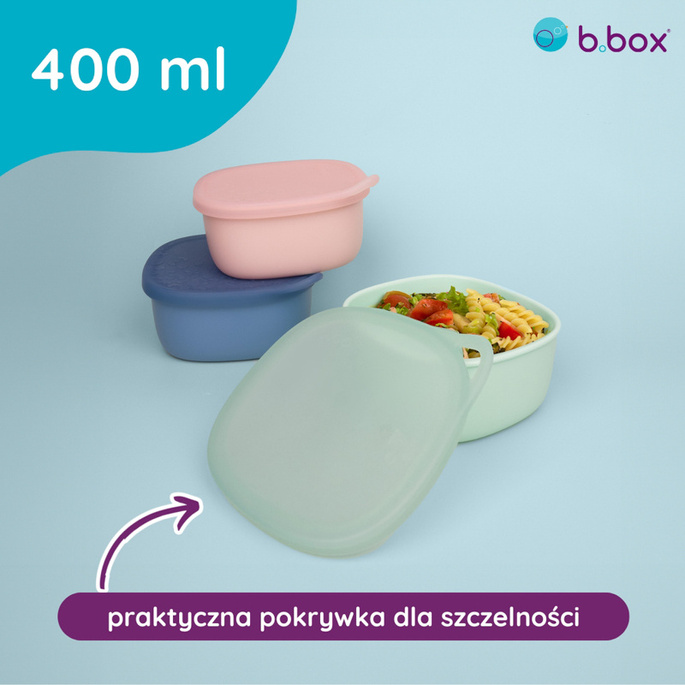 b.box Silikonowy pojemnik z pokrywką do lunchboxa – duży 400 ml na zimne jedzenie Forest