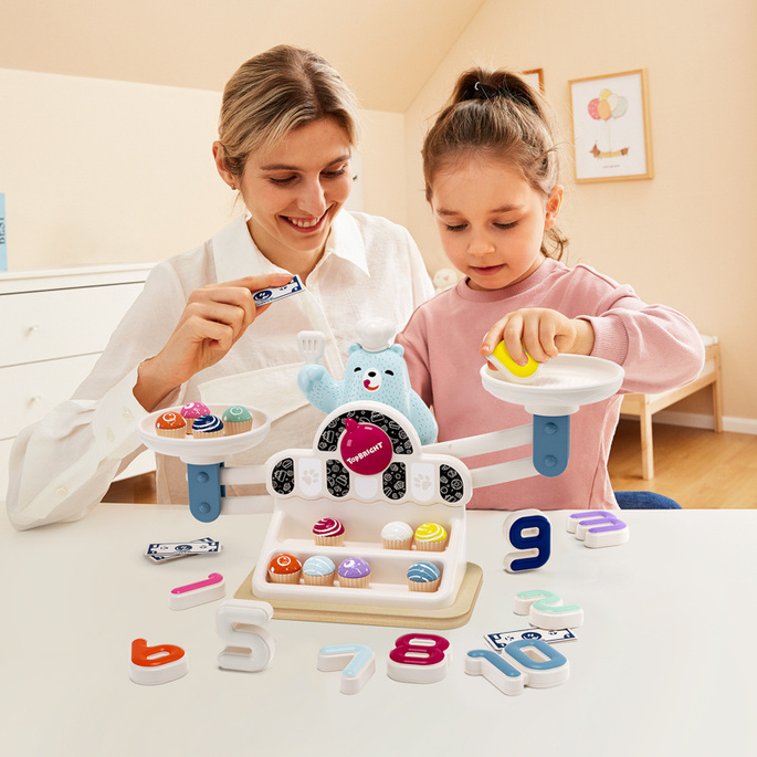 TOPBRIGHT Głodny Miś Waga szalkowa dla dzieci – gra edukacyjna i nauka liczenia Montessori 36 mies.+, OUTLET