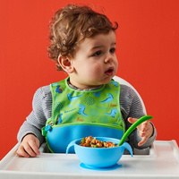 Silikonowa miseczka z przyssawką i łyżeczką, Ocean breeze, b.box, OUTLET