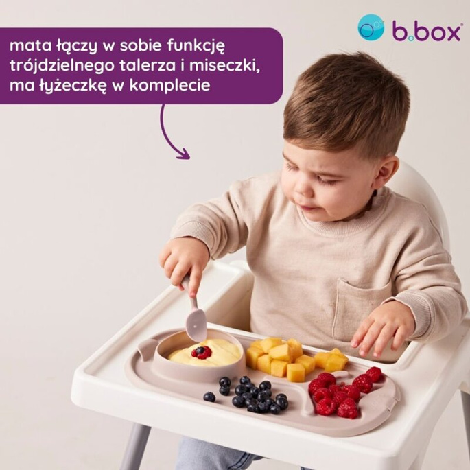 b.box roll + go Zwijana mata BLW do nauki samodzielnego jedzenia dla dzieci błękit