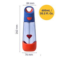 Superman by b.box Butelka na wodę dla dzieci 600 ml - tritanowa butelka ze słomką do szkoły 