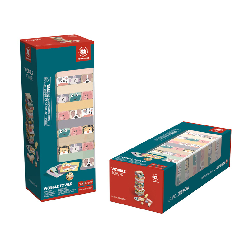 Topbright Jakie to zwierzę? Drewniana wieża z klocków – strategiczna gra zręcznościowa 36 mies. +