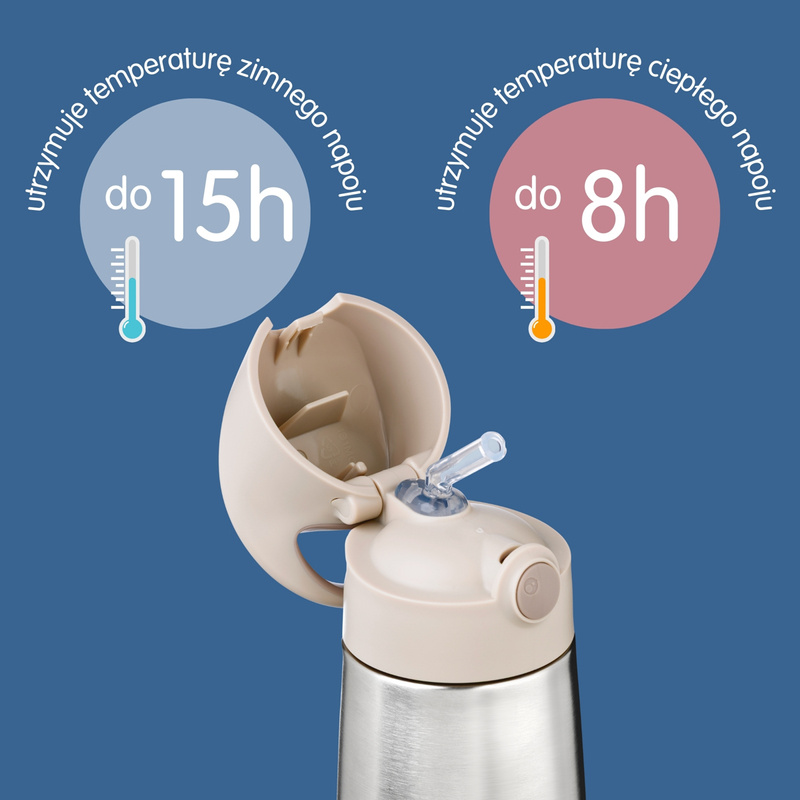 B.box butelka termiczna - bidon dla dzieci ze słomką 350 ml Latte