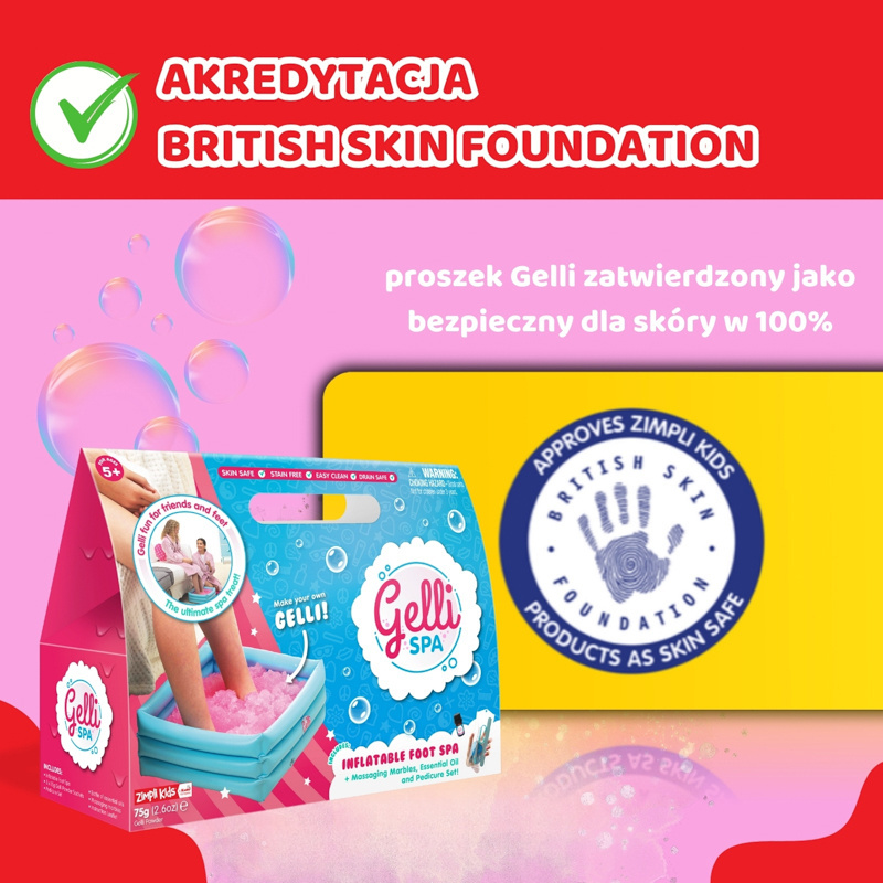 Zimpli Kids Domowe spa dla stóp zestaw do paznokci z przybornikiem dmuchaną miską i galaretką do kąpieli Gelli Spa 5+, OUTLET