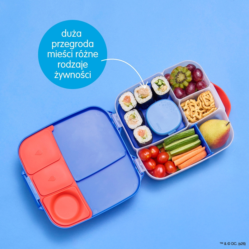 Superman by b.box Lunchbox dla dzieci do szkoły - szczelna śniadaniówka z przegródkami i wkładem chłodzącym 