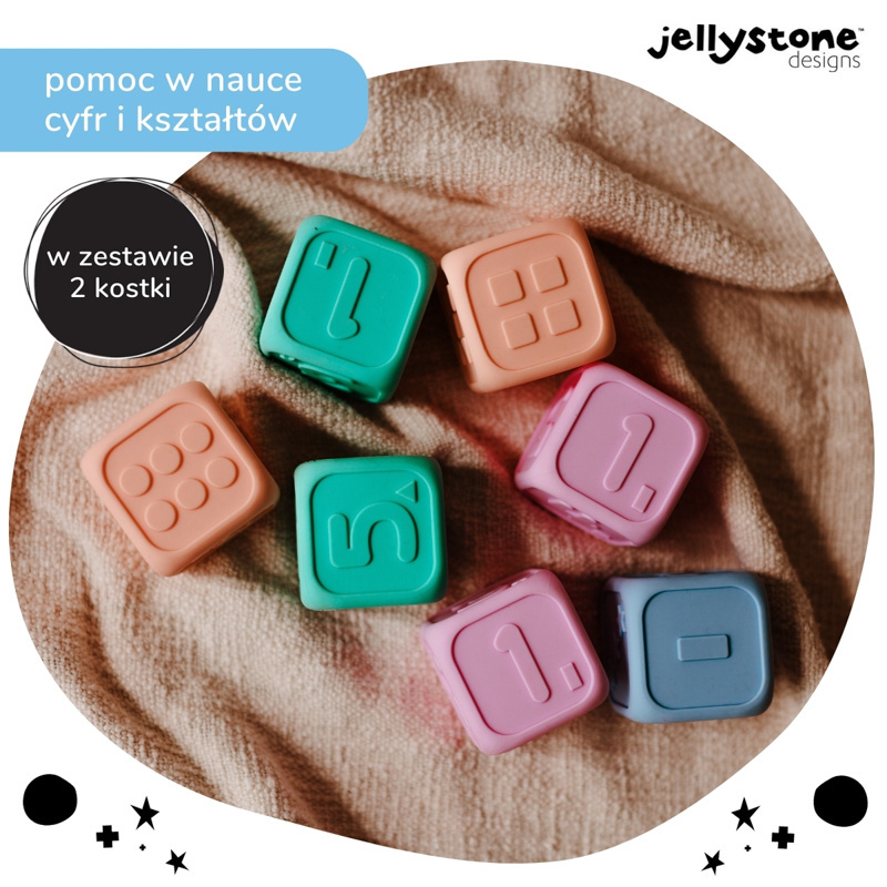 Kostki Edukacyjne, guma balonowa i brzoskwiniowa, Jellystone Designs, OUTLET