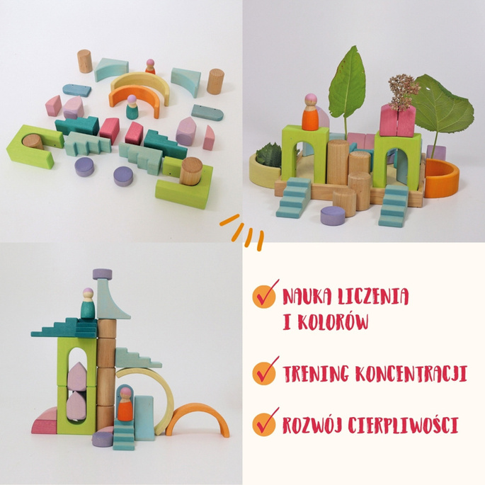 Grimm’s Kolory nieba Układanka drewniana w ramce – klocki drewniane Montessori dla rocznego dziecka