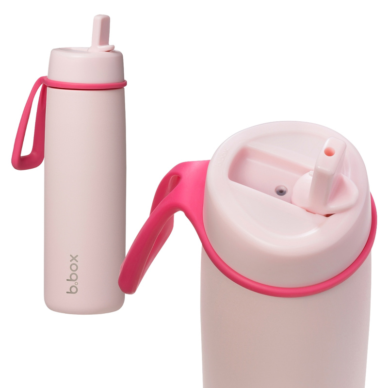 Zestaw Hydro Team butelka termiczna 690 ml Pink Paradise + butelka na wodę ze słomką tritanowa 450 ml Strawberry Shake, b.box
