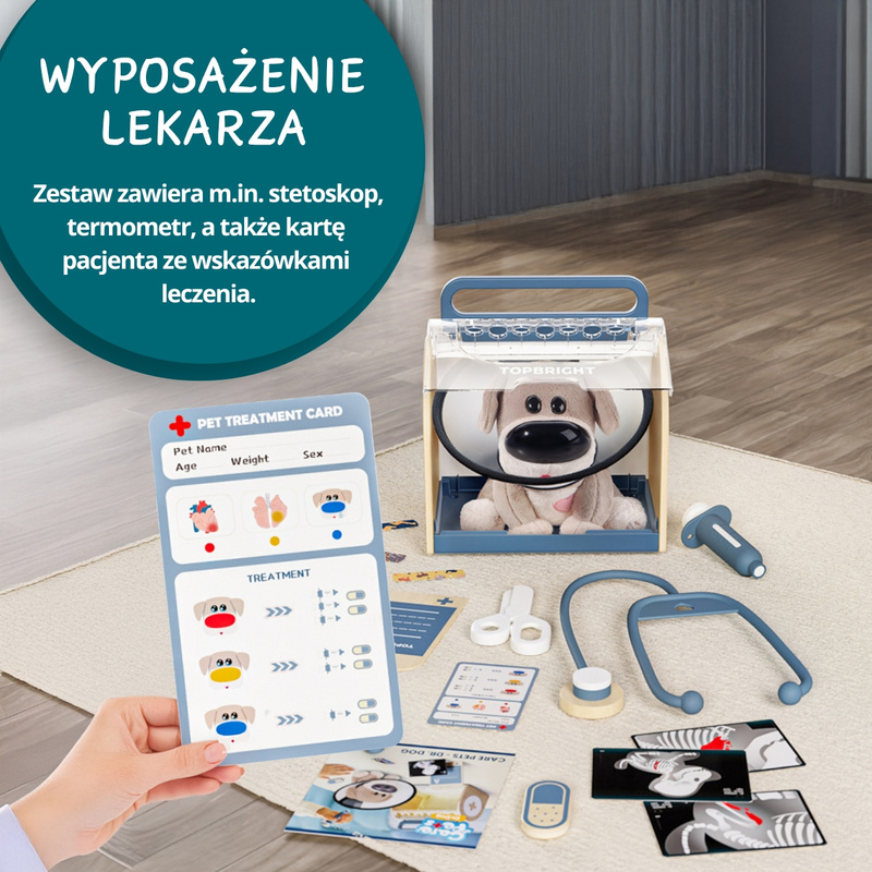 Topbright Pluszowa zabawka interaktywna Dr. Dog | Zestaw edukacyjny małego weterynarza 36m+ OUTLET