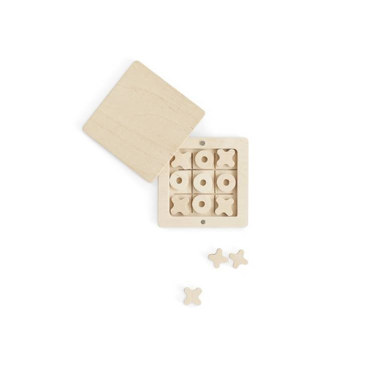 Gra KÓŁKO I KRZYŻYK w pudełku, z drewna, kolor naturalny, Babai, EKO