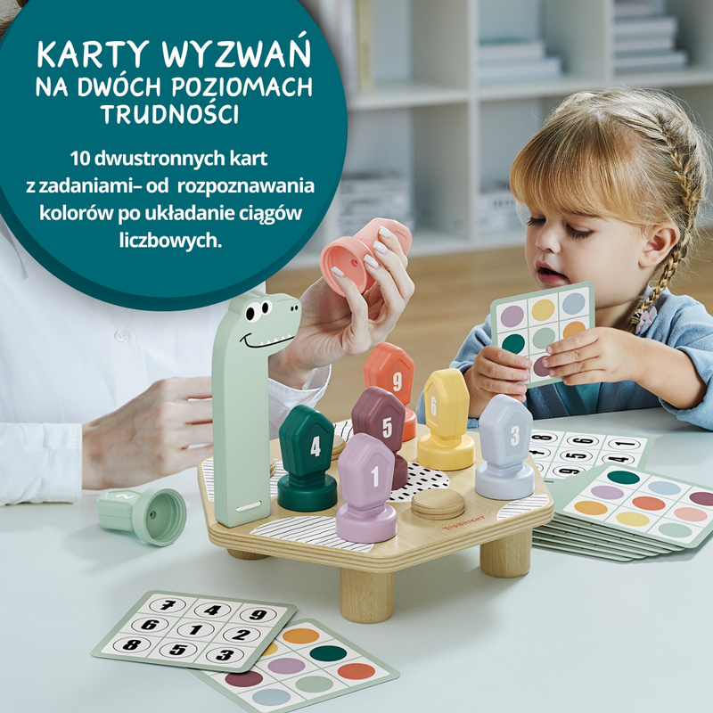 Topbright Gra do nauki kolorów i liczb | Zabawka edukacyjna Happy Dino Twist 36m+