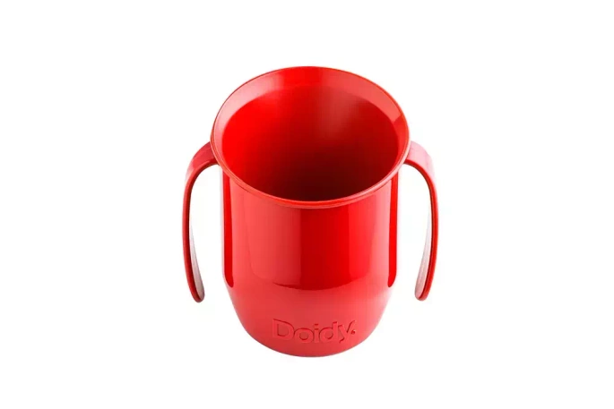 Zestaw bidon ze słomką 240 ml, arbuzowy, b.box z zapasowymi słomkami oraz kubek, czerwony, Doidy