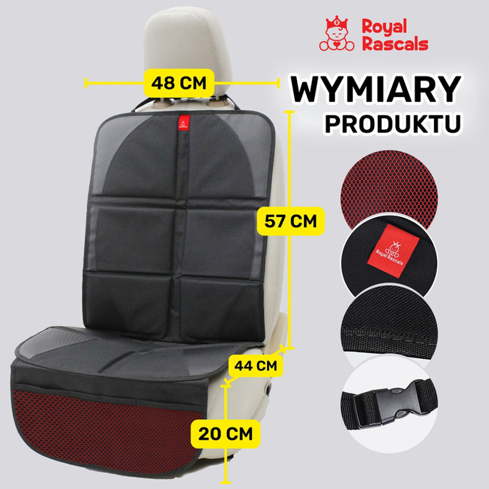 Mata pod fotelik samochodowy, czarna, Royal Rascals