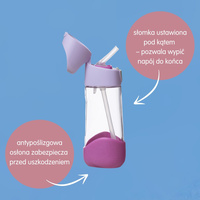 B.box Bidon dla dziecka - butelka na wodę ze słomką tritanowa 450 ml Sugar Plum