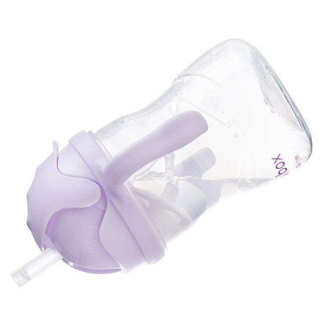 Zestaw bidon ze słomką 240 ml, boysenberry, b.box z zapasowymi słomkami oraz kubek, fioletowy, Doidy