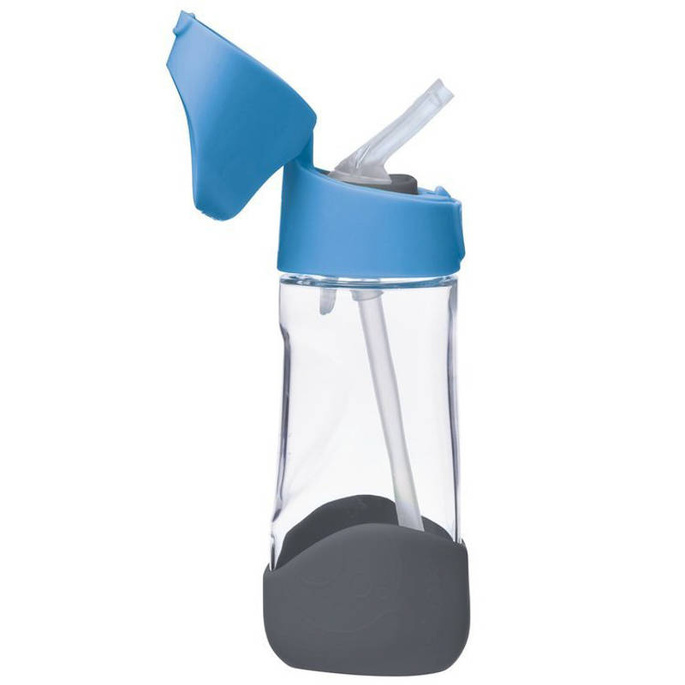 B.box Bidon dla dziecka - butelka na wodę ze słomką tritanowa 450 ml Blue Slate 