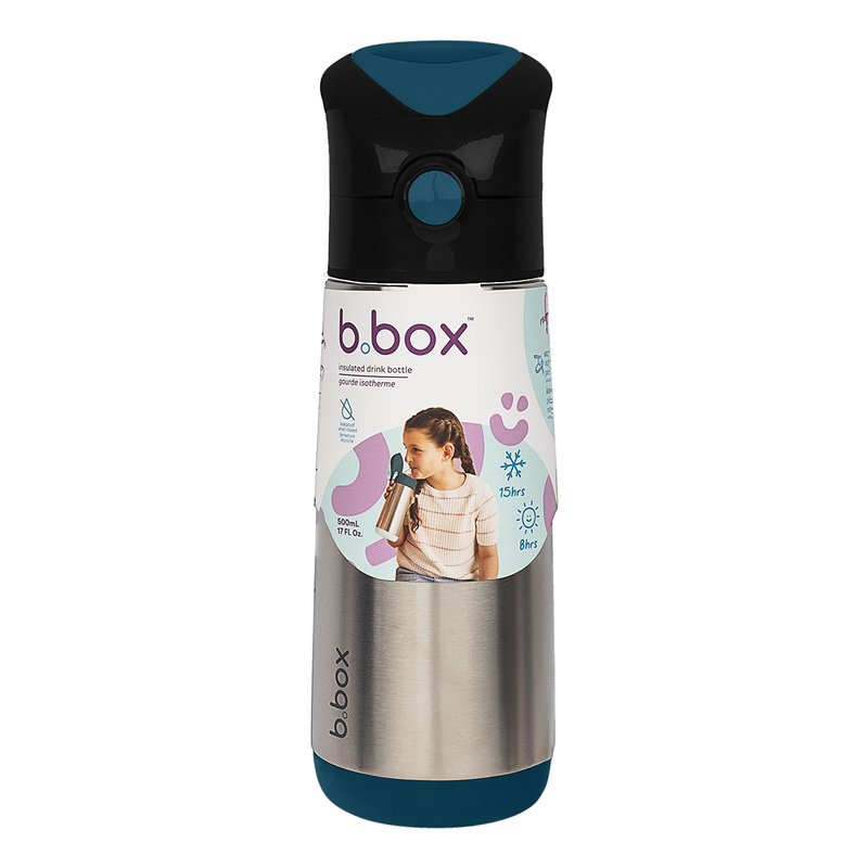 B.box butelka termiczna - bidon dla dzieci ze słomką 500 ml Night Vision