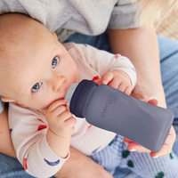 Szklana butelka ze smoczkiem M reagująca na temperaturę, 240 ml, borówkowa, Everyday Baby OUTLET