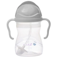 B.box bidon dla dzieci - kubek niekapek ze słomką 240 ml szary