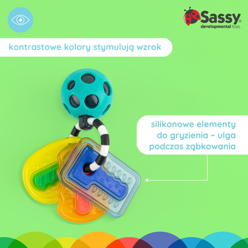 Sassy Kluczyki multikolor – zabawka sensoryczna dla niemowląt 0m+