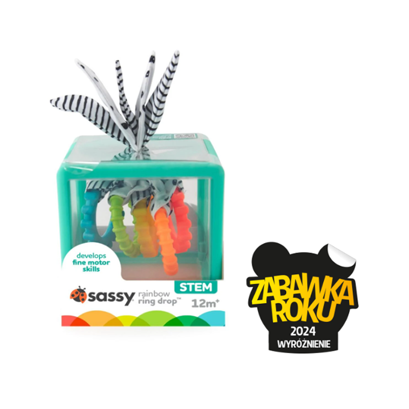 Sassy Kostka sensoryczna Montessori – manipulacyjna zabawka dla dzieci