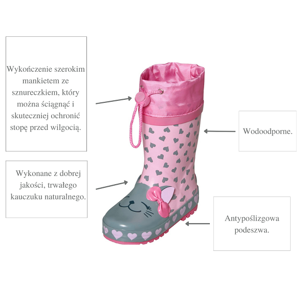 Kalosze dziecięce gumiaki, Kotek, Playshoes