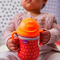 B.box bidon dla dzieci - kubek niekapek ze słomką 240 ml pomarańczowy