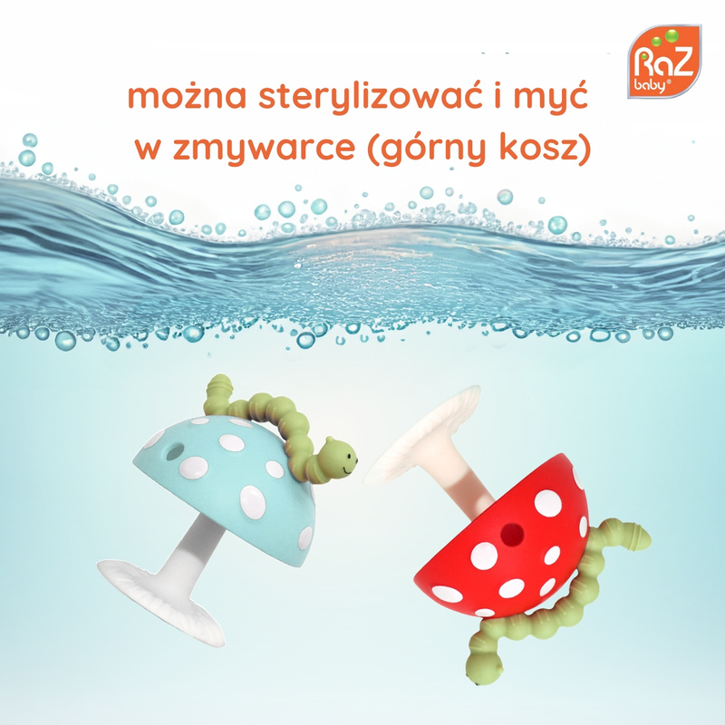 RaZbaby Gryzak z przyssawką Chompy, czerwony, 3m+