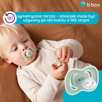b.box Smoczek dla niemowlaka 2 szt.– symetryczny smoczek silikonowy 6 mies.+ Sage + Vanilla