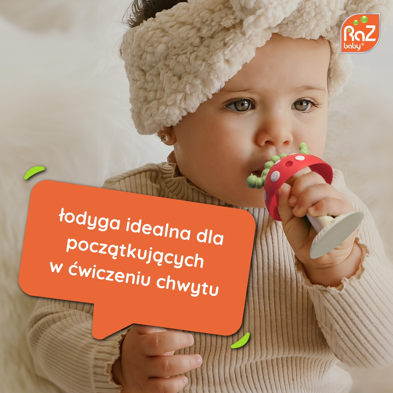 RaZbaby Gryzak z przyssawką Chompy, różowy, 3m+