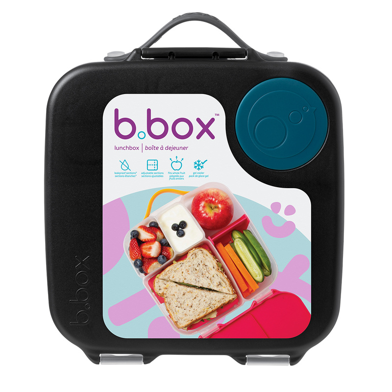B.box Lunchbox dla dzieci do szkoły - szczelna śniadaniówka z przegródkami i wkładem chłodzącym Night Vision