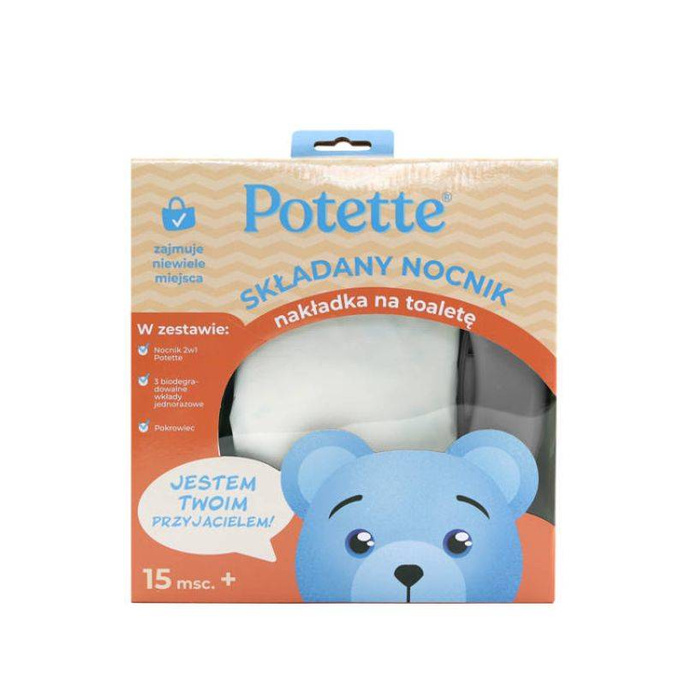 2w1 Potette: Nocnik dla dziecka i nakładka na toaletę, szaro-biały, Potette