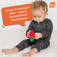 RaZbaby Silikonowy gryzak do podawania owoców i pokarmu Fruitique Truskawka, 6m+