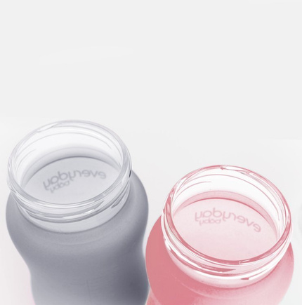 Szklana butelka ze smoczkiem S, 150 ml, szara, Everyday Baby