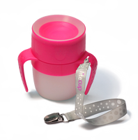 Kubek treningowy 360° z uchwytami 200 ml, różowy, Litecup, OUTLET