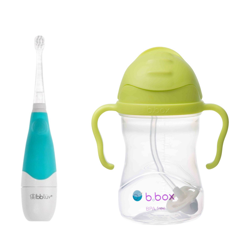 Zestaw Soniczna szczoteczka dla dziecka Sönik, bblüv+ Bidon ze słomką 240 ml, ananasowy, b.box