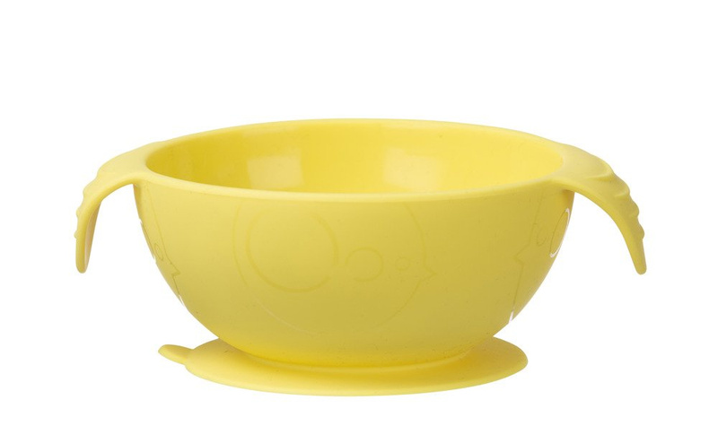 Silikonowa miseczka z przyssawką i łyżeczką, Lemon Sherbet, b.box OUTLET