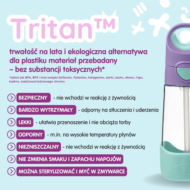 Zestaw Hydro Team butelka termiczna 690 ml Lilac Love + butelka na wodę ze słomką tritanowa 450 ml Lilac Pop, b.box 