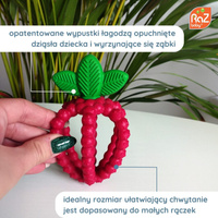Gryzak silikonowy, Soczysta Malina z listkami, różowy, RaZbaby, OUTLET