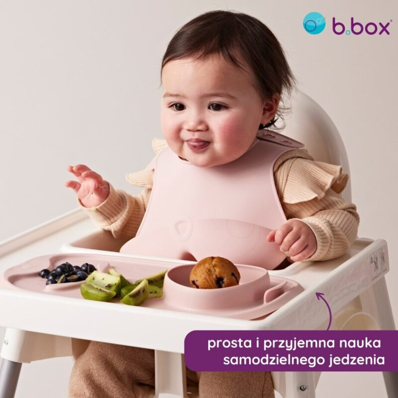 B.Box Roll & Go - Silikonowa mata BLW z talerzykiem do nauki samodzielnego jedzenia dla dzieci, błękit, OUTLET