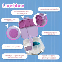 B.box Lunchbox dla dzieci do szkoły - szczelna śniadaniówka z przegródkami i wkładem chłodzącym Sugar Plum