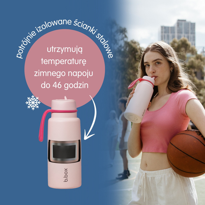 b.box Butelka termiczna ze składanym ustnikiem – termos ze stali nierdzewnej 1l Pink Paradise