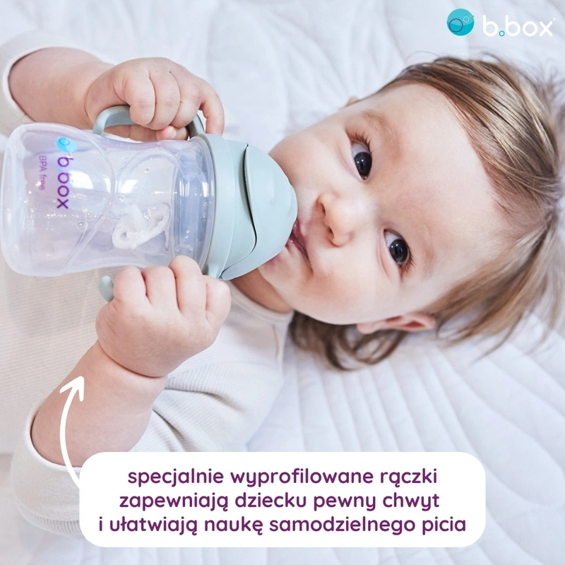 B.box bidon dla dzieci - kubek niekapek ze słomką 240 ml Sage