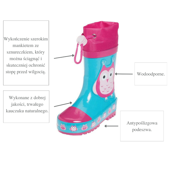 Kalosze dziecięce gumiaki, Sowy, Playshoes