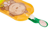 Wielorazowe saszetki z podwójnym zipem Fill'n Squeeze, 6 szt., wzór Wesoła Małpka