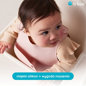 b.box Zwijany śliniak silikonowy z otwartą kieszonką – miękki śliniak dla dziecka i niemowlaka Blush